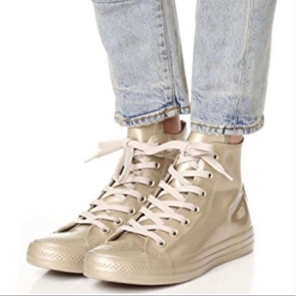 Gold rubber shiny Converse high tops
